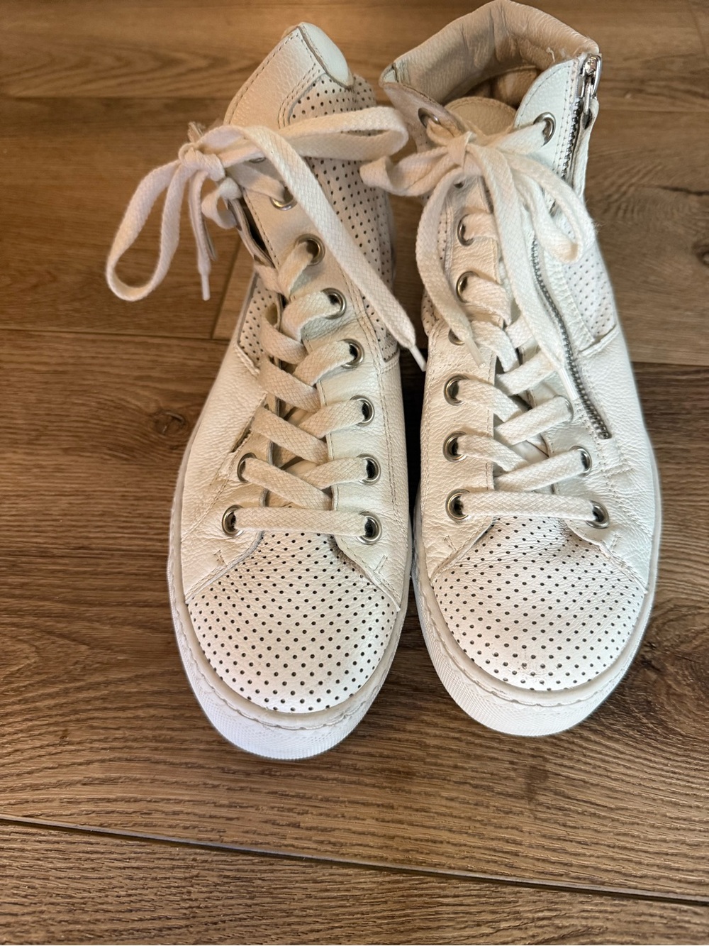 Paul Green White Perforated High-Top Sneakers